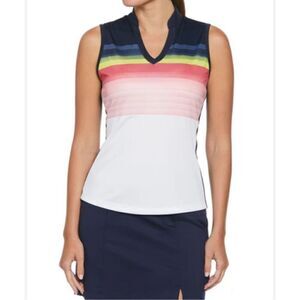 Callaway NWT Opti-Dri Sleeveless Golf Top in Gradient Stripe Shirt UPF Sz S